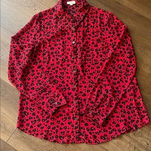 Umgee Red and Black LeopardPrint Blouse